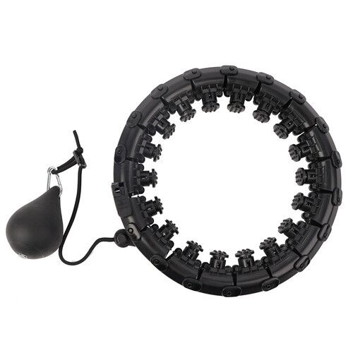 Hula hoop negru cu greutate Trizand izolat pe alb