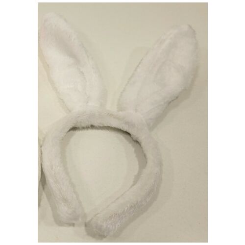 Fehér plüss nyuszi füles fejpánt jelmez kiegészítő