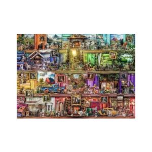 Dokončené puzzle Ravensburger 1000 dielikov zobrazujúce rozmarnú knižnicu s tematikou psov - Puzzle