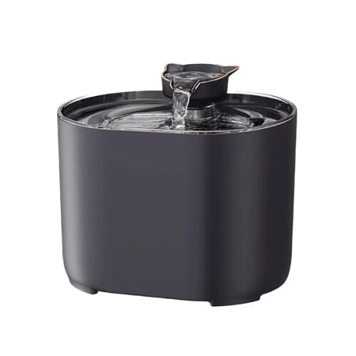 Automatyczna fontanna do wody dla zwierząt domowych w kolorze czarnym z dyszą w kształcie kota