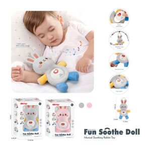 Chipolino zenélő, nyugtató nyuszi baba játék, halvány szürke plüss nyuszi kiságyba és babakocsiba - Chipolino