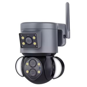 goBERA® vezeték nélküli biztonsági kamera kettős lencsével és reflektorral, 4MP+4MP Super HD, 10x optikai zoom, PTZ golyós kamera - GoBERA