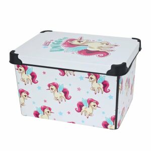 Úložný box, s vekom, do detskej izby, model malý jednorožec, 39x24 cm, 22 l 119624083 - Úložné boxy a vrecia na hračky