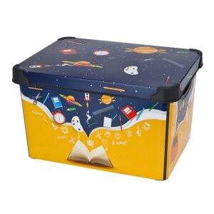 Úložný box, s vekom, do detskej izby, vesmírny model, 39x24 cm, 22 l 119624086 - Úložné boxy a vrecia na hračky