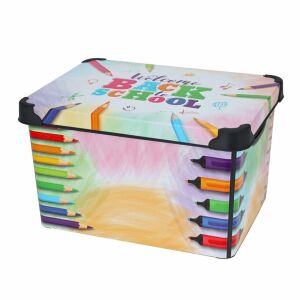 Cutie depozitare, cu capac, pentru camera copilului, model back to school, 39x24 cm, 22 l 119624085