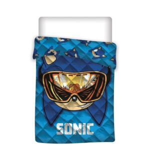 Sonic the Hedgehog gesteppte Tagesdecke 140x200cm, blaue Kinderdecke - Sonic