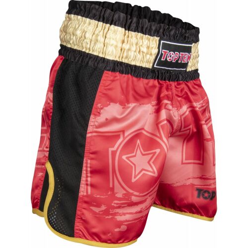 Top Ten Power Ink Kickboxing rövidnadrág, piros, M, oldalnézet - Harcművészeti ruházat