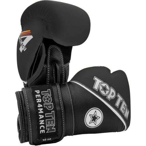 4 Select bőr bokszkesztyű, Top Ten, fekete, 10 oz 119632934