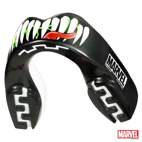 SAFEJAWZ Marvel Venom szájvédő, fekete-fehér, junior, ferde nézet - Fejvédő