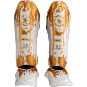 Top Ten Power Ink lábszárvédő, fehér-arany, XS méretű, boxhoz és kick-boxhoz 119635698 - Sípcsontvédő