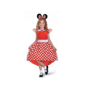 Disney Minnie Mouse jelmez lányoknak, piros pöttyös ruha fejpánttal, 5-6 éves méret - Amscan