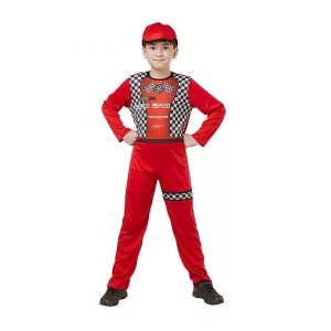 Costum de șofer de curse pentru copii, roșu și negru cu pătrate, 130/140 cm - Amscan