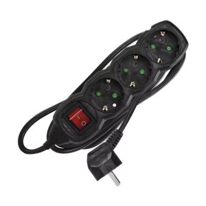 EMOS 1,5m Fekete Hosszabbító 3 Aljzattal és Kapcsolóval - EMOS Hosszabbító