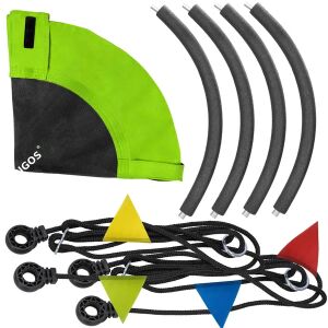 Springos® fészekhinta készlet zöld üléssel, fekete kötelekkel és színes zászlócskákkal - Fészekhinta