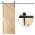Sliding barn door with black matte hardware, detail view
