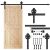 Springos 183cm black sliding door hardware kit with wooden door and parts