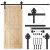 Springos 183cm black sliding door hardware kit with wooden door and detail view