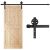 Springos black sliding door hardware with wooden door and roller detail