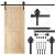 Springos 183cm black sliding door hardware kit with wooden door and components