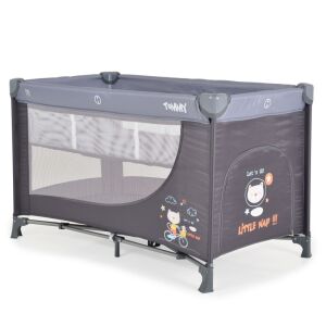 Moni Tommy 2 szintes utazóágy szürke színben, aranyos medve mintával - Utazóágy és Kiegészítői