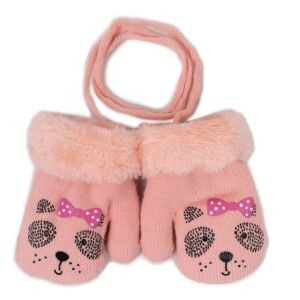 Yo!club téli kesztyű 12 cm - korall/kutya 119701354 - Yoclub