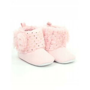 Yoclub babakocsi cipő 0-6 hó - rózsaszín/masnival, arany díszítéssel 119701371 - Puhatalpú cipő, kocsicipő