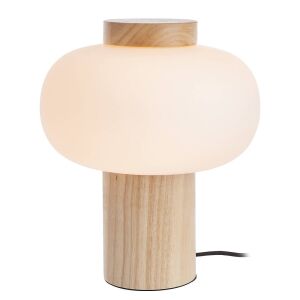 TAAVI asztali lámpa, 32 cm, fa és fehér üveg - Lámpa & Világítás