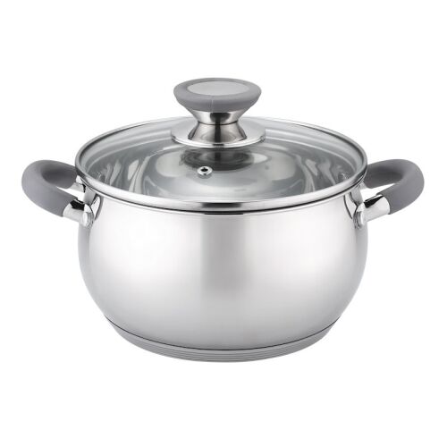 Voltz Oliver OV51210N26 rozsdamentes acél fazék üveg fedővel és szilikon fogantyúkkal, 26 cm, 7,7 l - Lábas