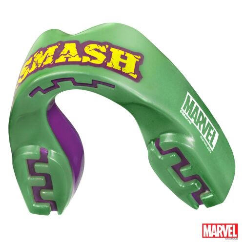 SAFEJAWZ Marvel Hulk szájvédő, zöld és lila színben, oldalnézet 