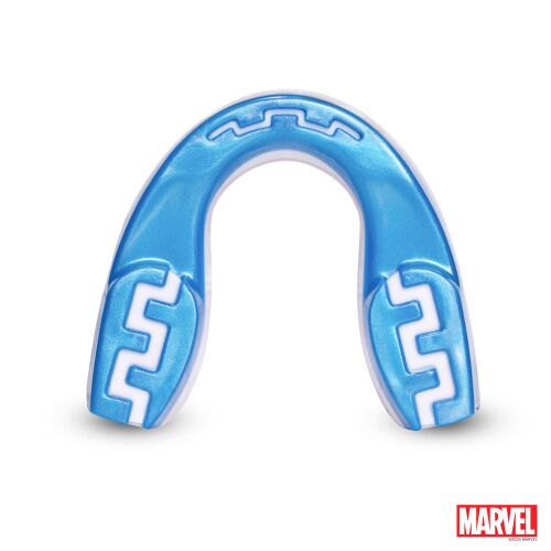 SAFEJAWZ szájvédő, kék és fehér, Marvel mintával 