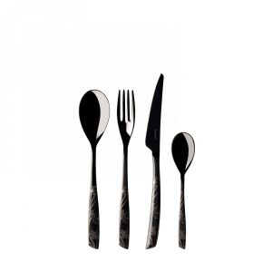 Set de tacâmuri Casa Bugatti Riviera Lady 24 piese, negru, oțel inoxidabil, design elegant, idee de cadou - Seturi de tacâmuri