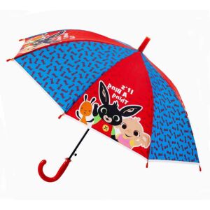 Półautomatyczny parasol dla dzieci Bing Bunny, 74 cm, czerwono-niebieski z postaciami Bing - Parasol dziecięcy