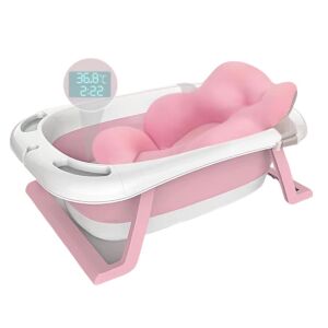 Cadita pliabila cu suport buretat si termometru, pentru bebelusi, roz 141537115 - Baie și îngrijire pentru bebeluși