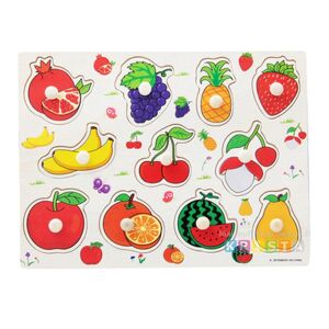 Puzzle Incastru Din Lemn Cu Fructe Cu Buton Si Imagini 141562970 - Puzzle pentru copii