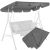 Springos® gray swing canopy, 250x145cm, for outdoor swing beds, multiple views