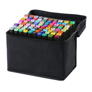 Комплект от 80 алкохолни маркера Zenuk с чанта за носене, маркери с двоен връх за рисуване, скициране и оцветяване - Маркер