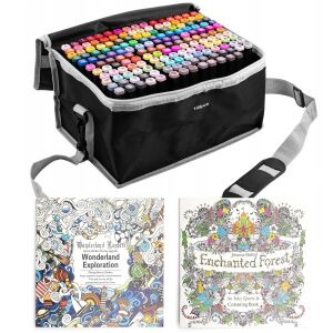 Комплект от 168 маркера с двойни върхове, книжки за оцветяване и чанта за носене - Маркер