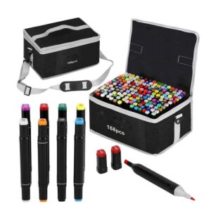 Маркери Zola с два върха, 168 броя, с чанта за носене и отделни маркери - Маркер