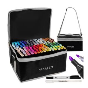 Set de 168 markere cu vârf dublu Welora cu husă de transport, markere artistice pentru desen, schițe și colorat - Markere