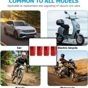 Mercaton szett, 12 db hatszögletű autós szelepsapka, alumíniumötvözet, hosszúság 1,8 cm, piros