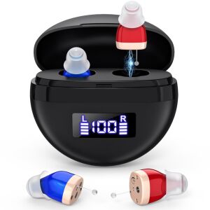 Cyfrowy aparat słuchowy NeoHGS x2, czysty dźwięk, brak echa, szybkie ładowanie, prosta obsługa, kompaktowa i lekka konstrukcja, zintegrowany wyświetlacz poziomu naładowania baterii, wyświetla