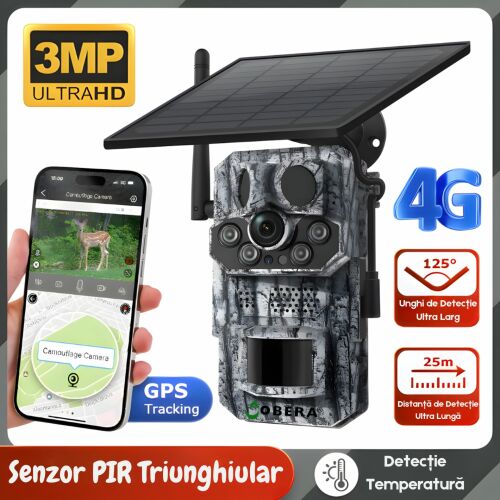 Camera de Supraveghere 24/7 goBERA®, Conexiune 4G, 3MP+3MP cu Panou Solar de 20W si Baterie de 20000mAh, Zoom Optic 36X, Vedere Nocturna Clara pana la 50m, PTZ Bullet, Detectare Umanoida Inte