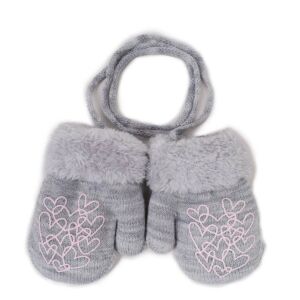 Yo!club téli kesztyű 12 cm - szürke/rózsaszín szívecskék 119771902 - Yoclub