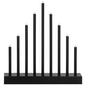 Springos suport pentru lumânări LED cu 9 lumini, alb cald, negru, vedere din față - Sersimo