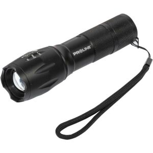 Proline 51044 - alumínium zseblámpa, 300 lm, 3xaaa, 5 fényerő mód, zoom, fekete