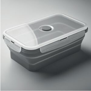 Szürke összecsukható szilikon ételhordó átlátszó fedéllel, újrafelhasználható uzsonnás doboz - Uzsonnás táska