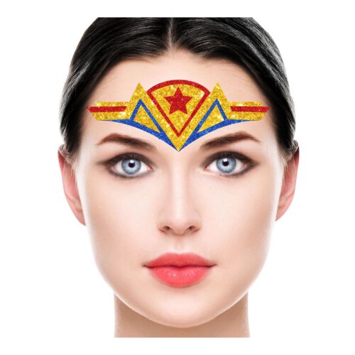 Csillogó arcdekorációs matrica - szuperhősnő 119843899