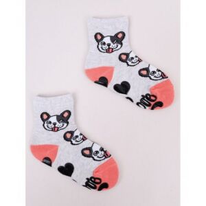 Yoclub ABS csúszásgátlós zokni 17/19 - szürke/francia bulldog 119845550 - Yoclub