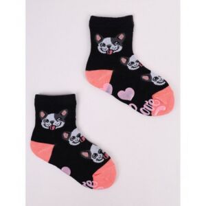 Yoclub ABS csúszásgátlós zokni 20/22 - fekete/francia bulldog 119845551 - Yoclub