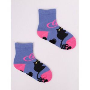 Yoclub ABS csúszásgátlós zokni 20/22 - kék/fekete cica 119845555 - Yoclub
